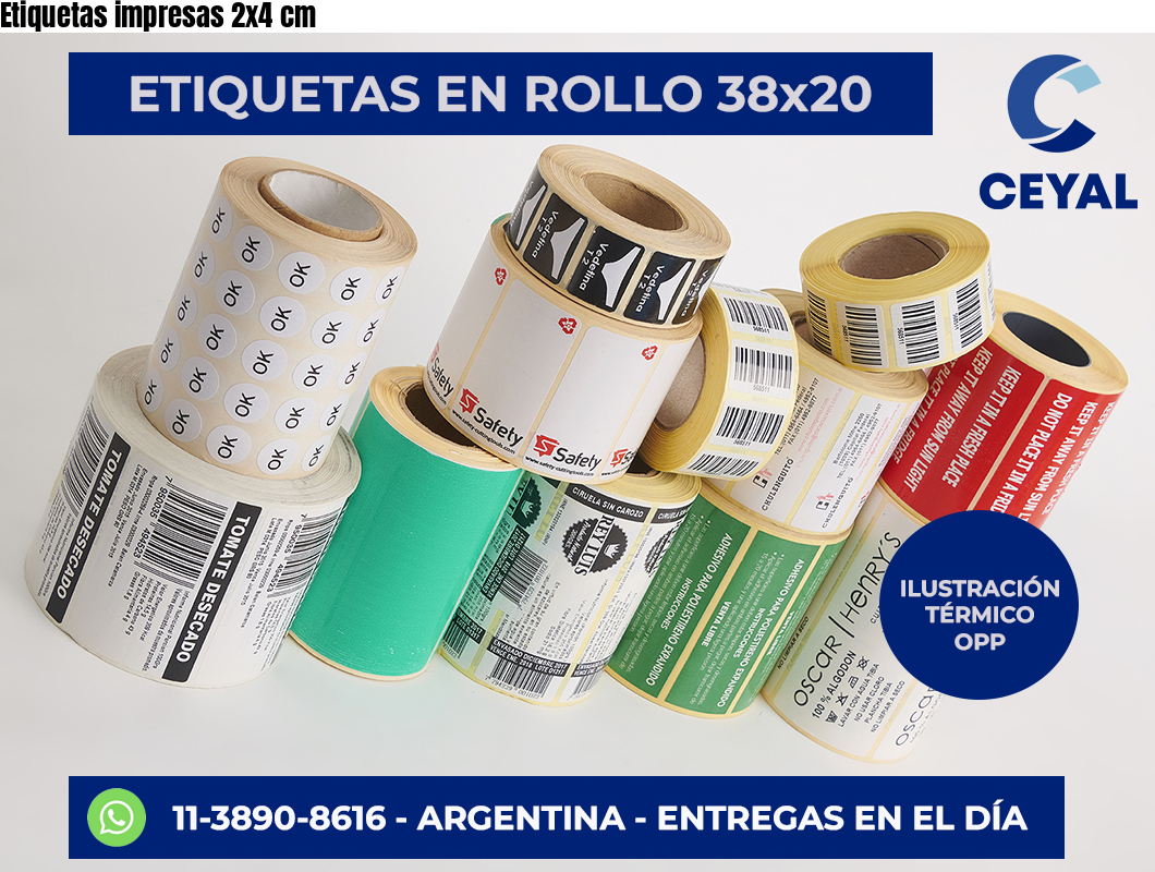 Etiquetas impresas 2×4 cm