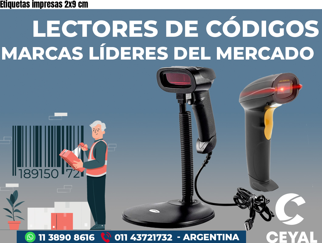 Etiquetas impresas 2x9 cm