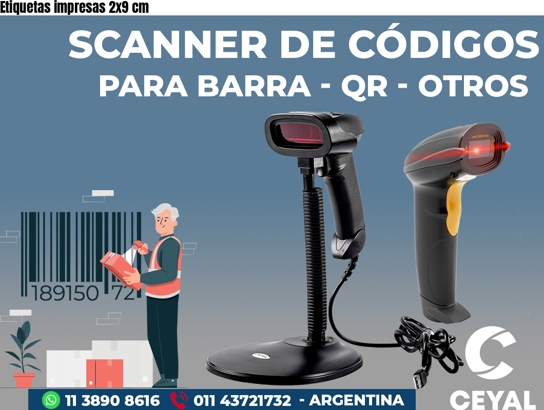 Etiquetas impresas 2x9 cm