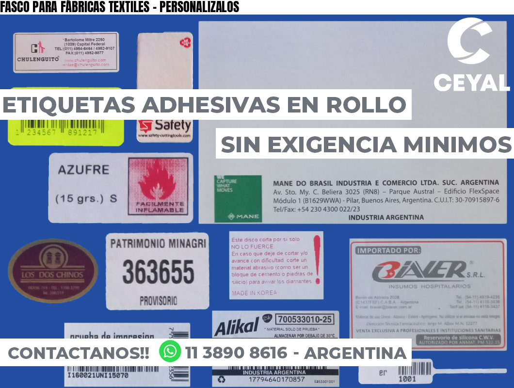 FASCO PARA FÁBRICAS TEXTILES - PERSONALIZALOS