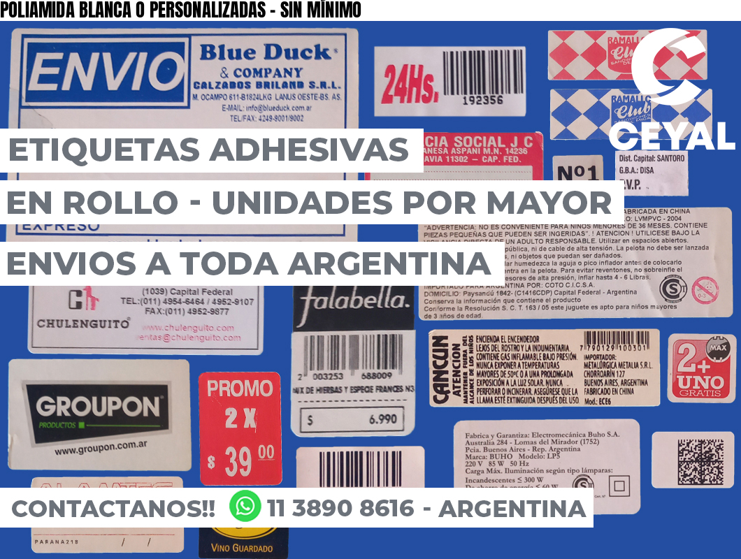 POLIAMIDA BLANCA O PERSONALIZADAS - SIN MÍNIMO