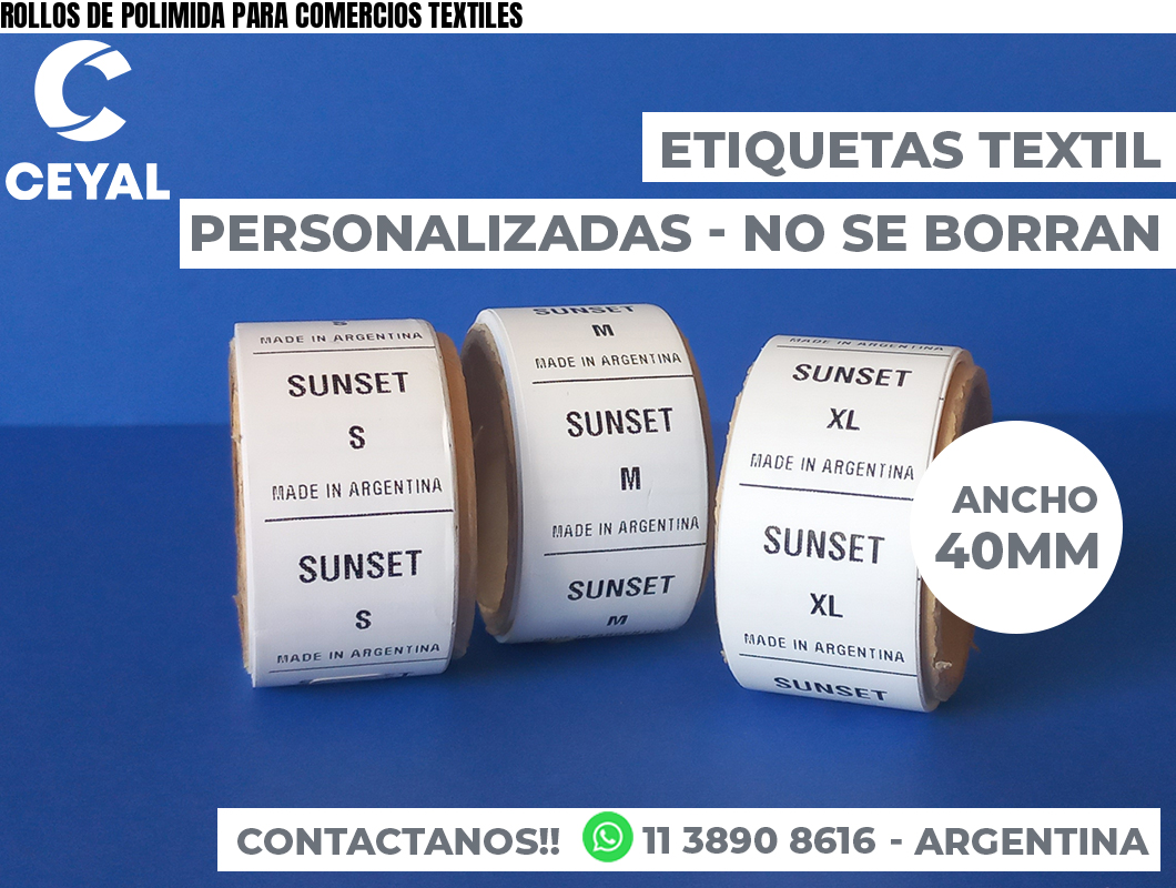 ROLLOS DE POLIMIDA PARA COMERCIOS TEXTILES