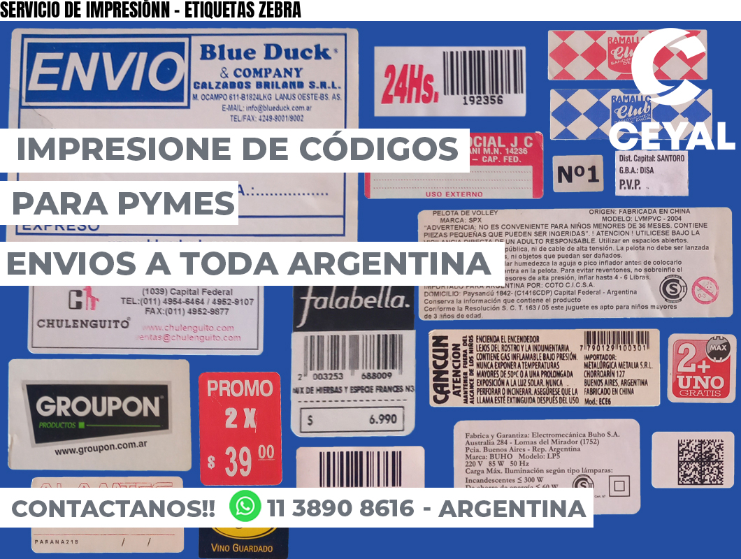 SERVICIO DE IMPRESIÓNN – ETIQUETAS ZEBRA