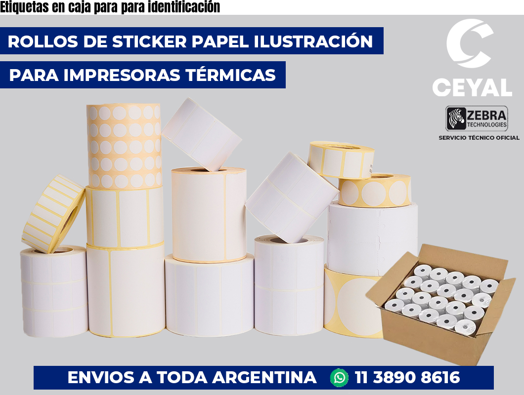 Etiquetas en caja para para identificación