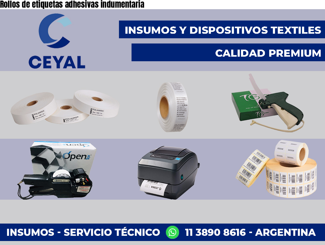 Rollos de etiquetas adhesivas indumentaria