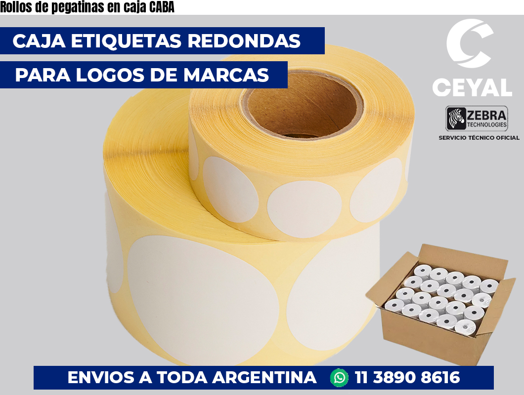Rollos de pegatinas en caja CABA