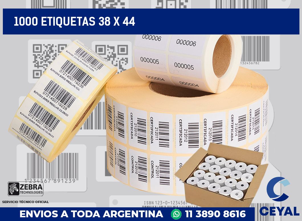 1000 etiquetas 38 x 44