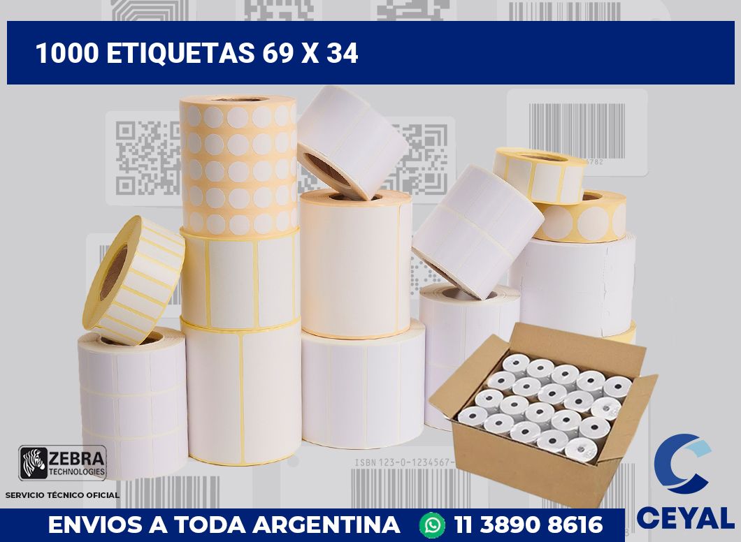 1000 etiquetas 69 x 34