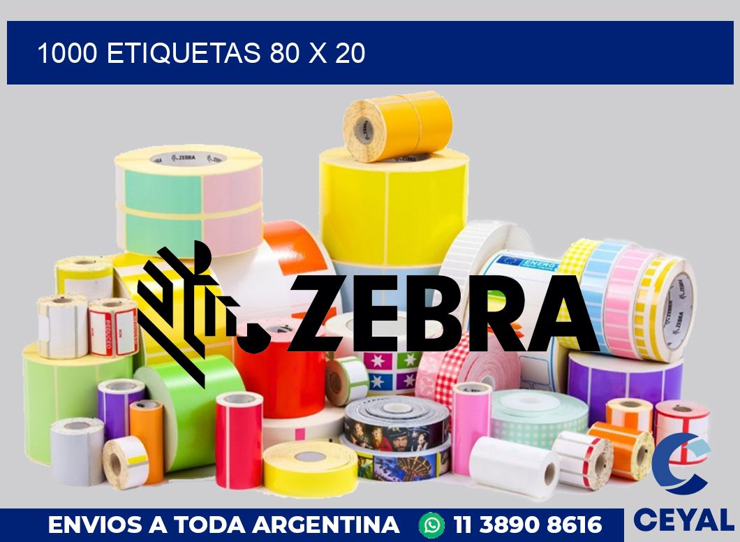 1000 etiquetas 80 x 20
