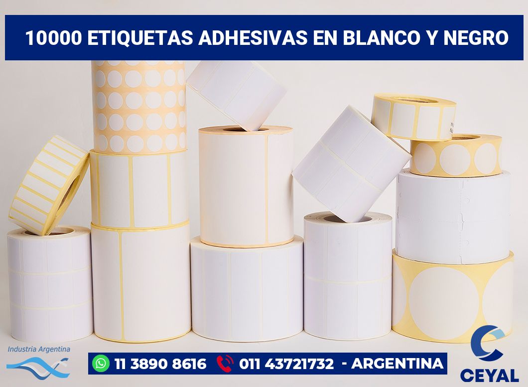 10000 Etiquetas adhesivas en blanco y negro