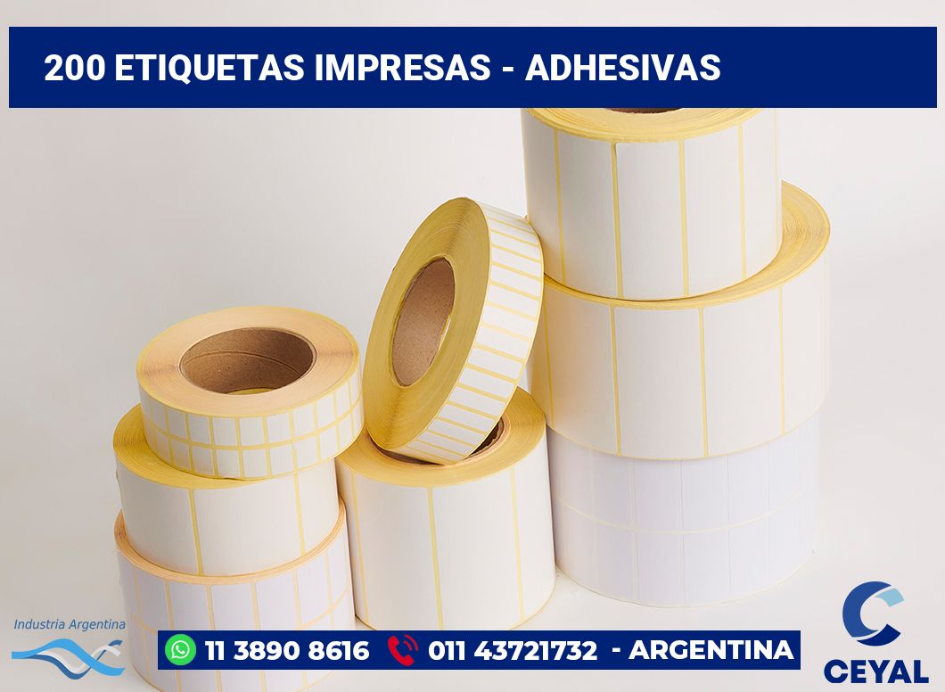 200 Etiquetas impresas - adhesivas