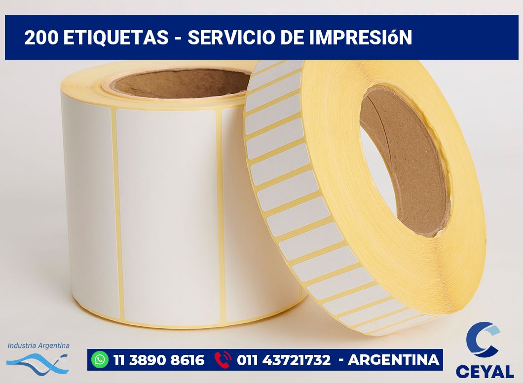 200 etiquetas - servicio de impresión