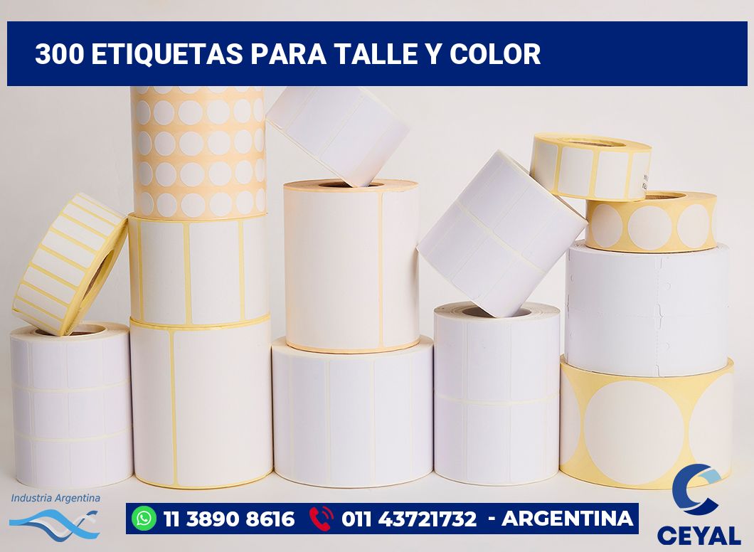 300 Etiquetas para talle y color