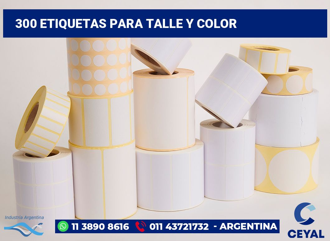 300 Etiquetas para talle y color