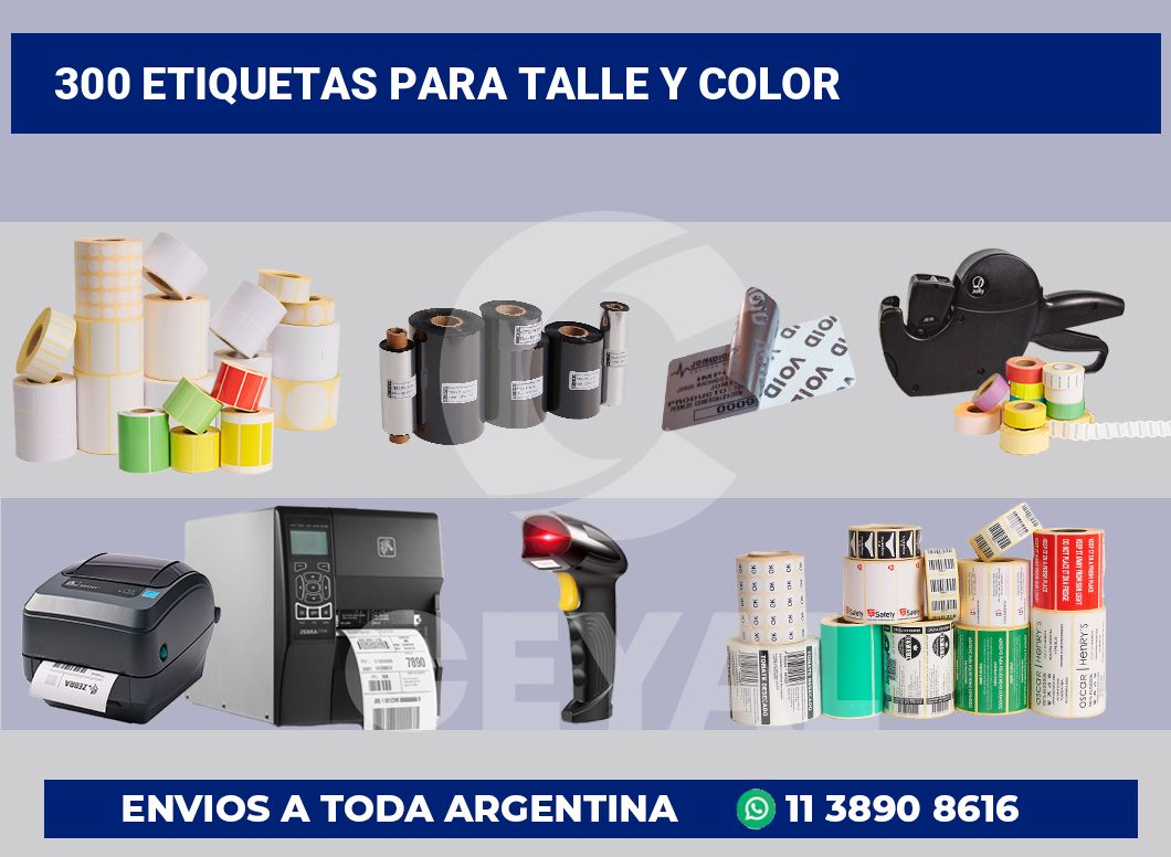 300 Etiquetas para talle y color