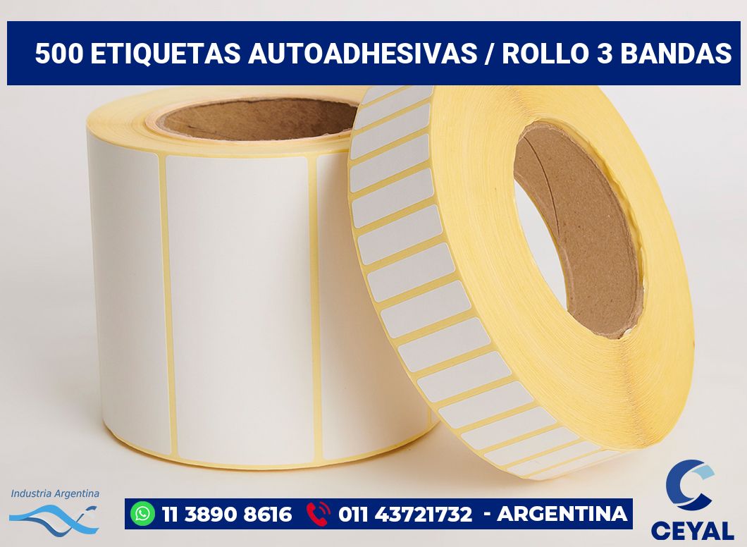 500 Etiquetas autoadhesivas / rollo 3 bandas