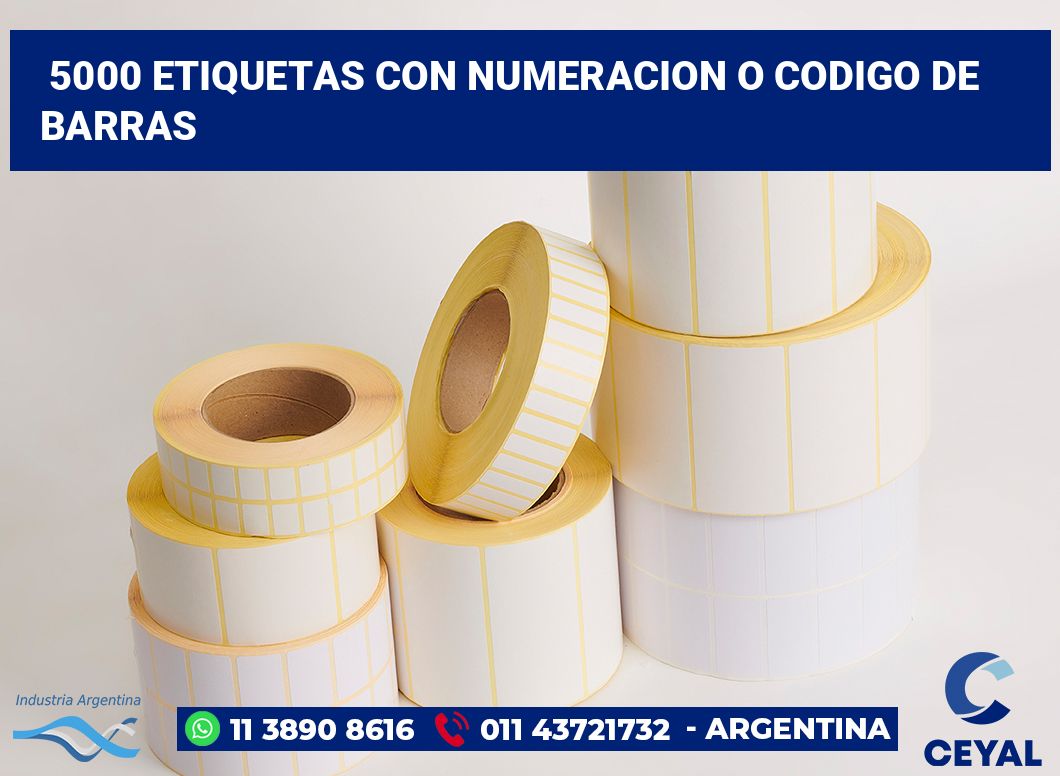 5000 Etiquetas con numeracion o codigo de barras