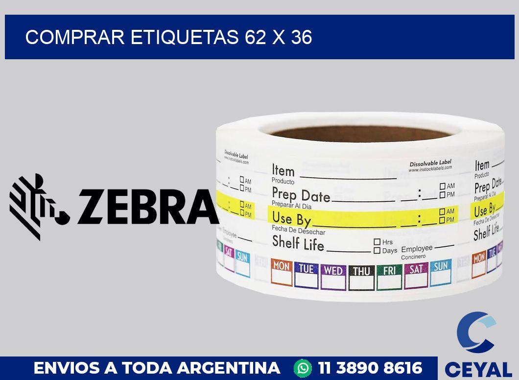 Comprar etiquetas 62 x 36