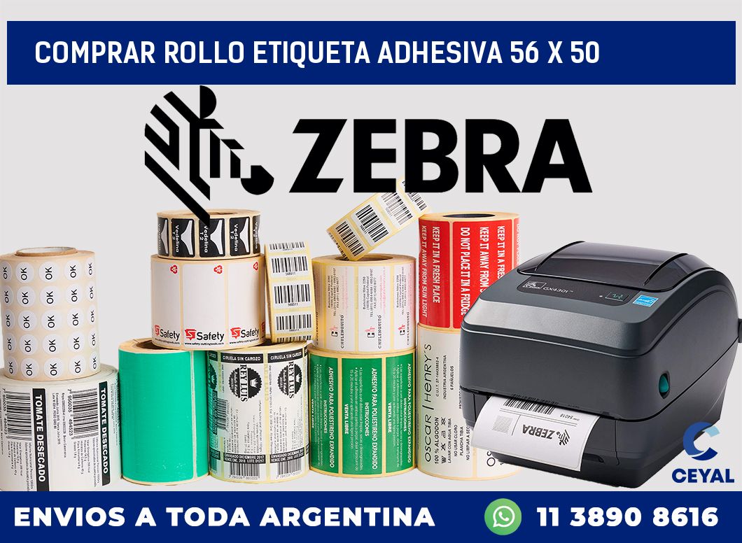 Comprar rollo etiqueta adhesiva 56 x 50