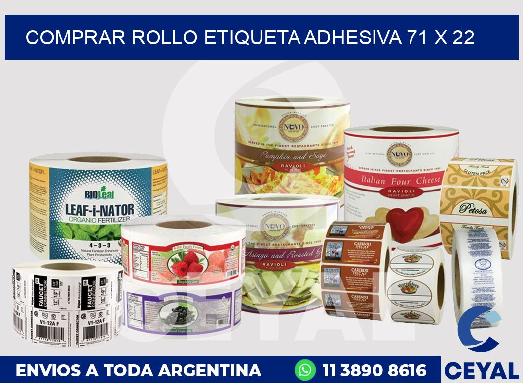 Comprar rollo etiqueta adhesiva 71 x 22