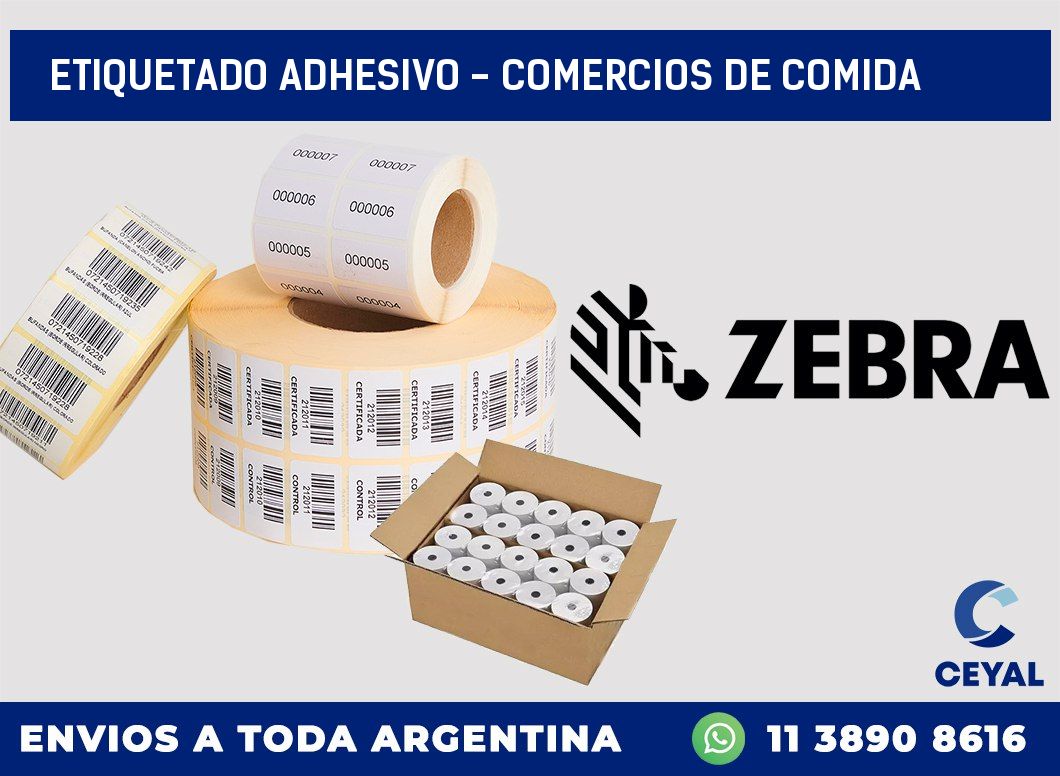 Etiquetado adhesivo - comercios de comida