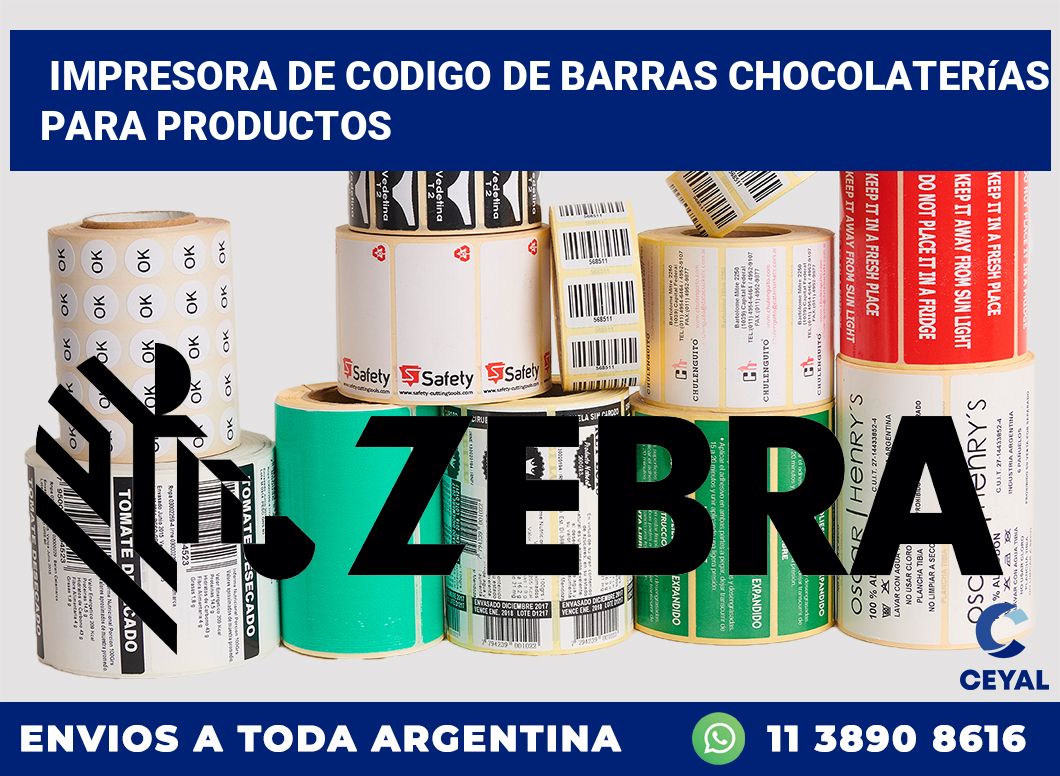 Impresora de codigo de barras Chocolaterías para productos