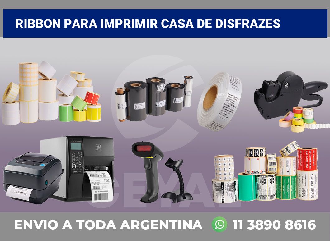Ribbon para imprimir Casa de disfrazes