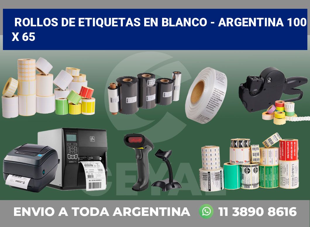 Rollos de etiquetas en blanco - Argentina 100 x 65