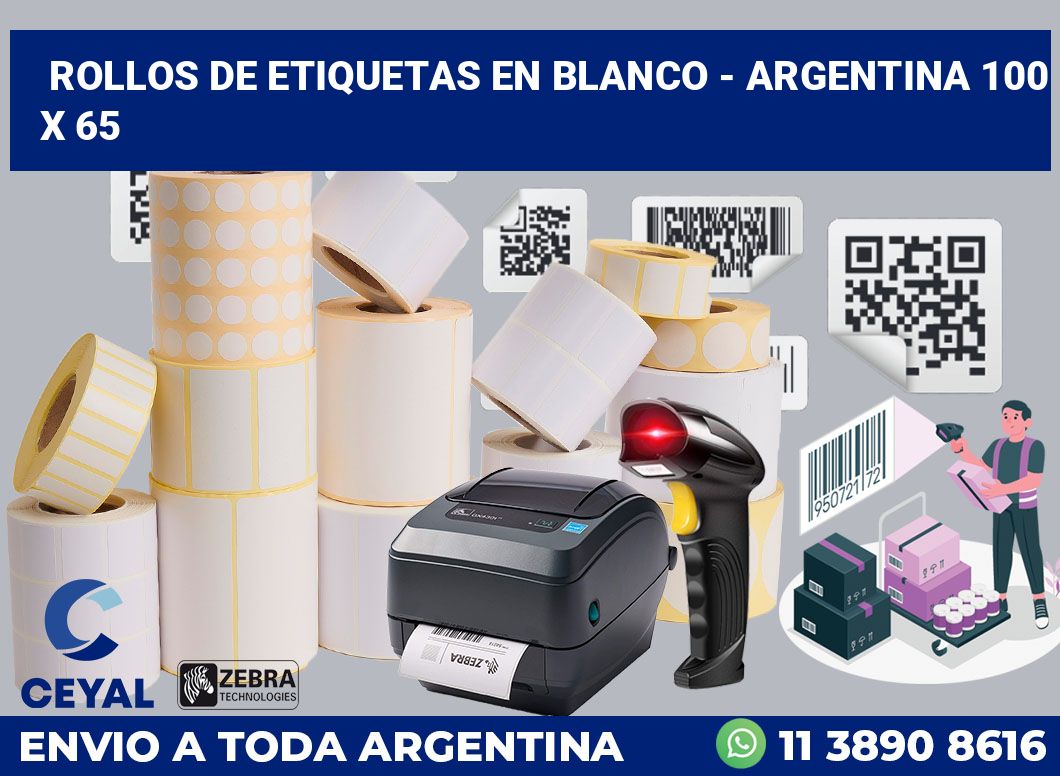 Rollos de etiquetas en blanco – Argentina 100 x 65