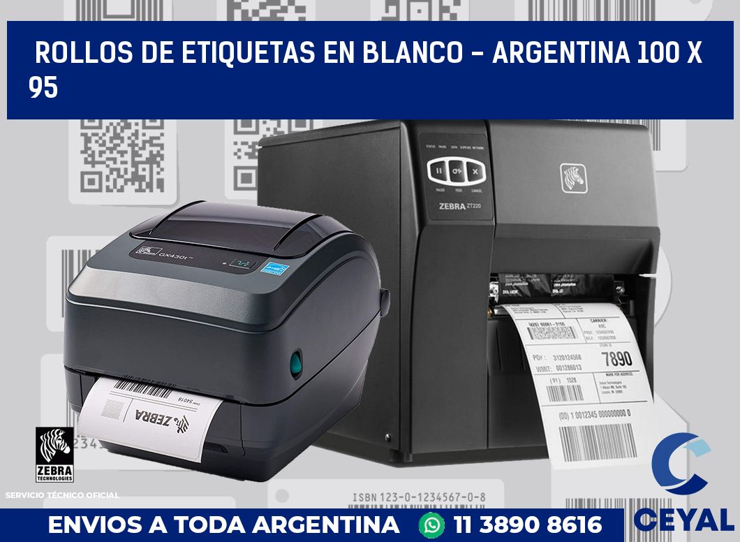 Rollos de etiquetas en blanco - Argentina 100 x 95
