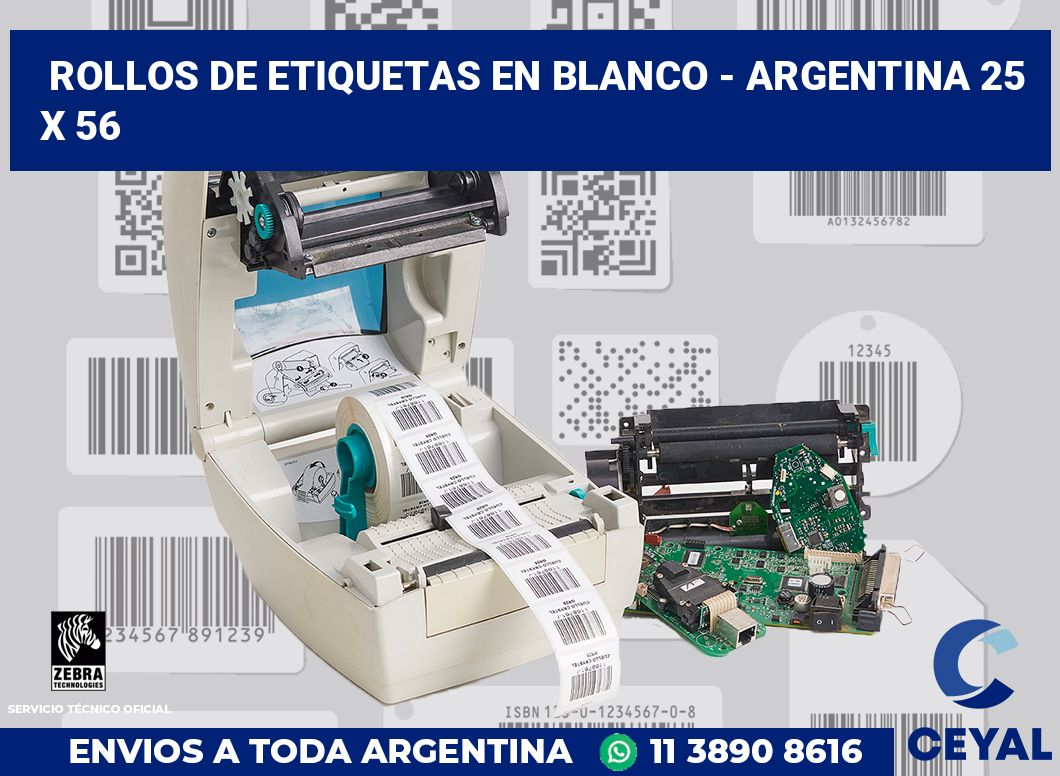 Rollos de etiquetas en blanco - Argentina 25 x 56