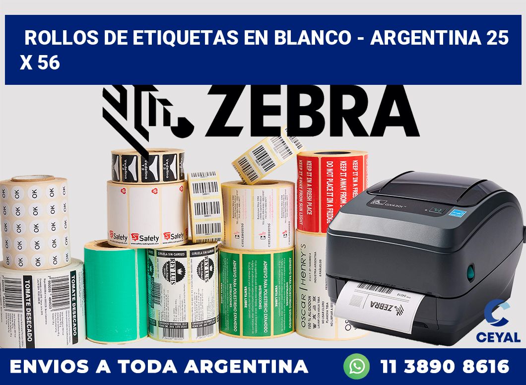 Rollos de etiquetas en blanco - Argentina 25 x 56