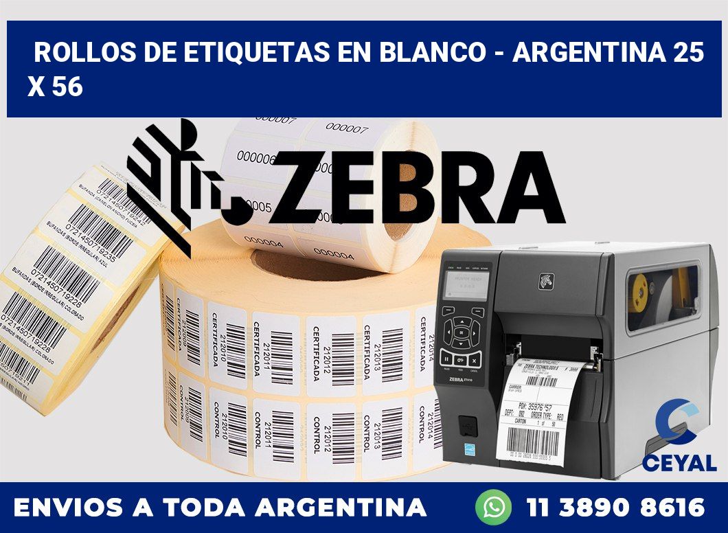 Rollos de etiquetas en blanco – Argentina 25 x 56