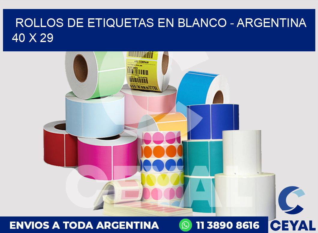 Rollos de etiquetas en blanco - Argentina 40 x 29
