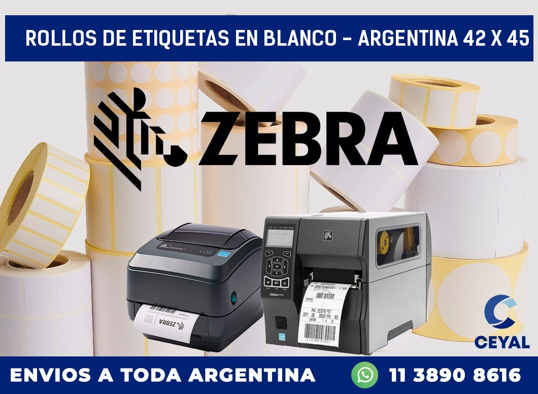 Rollos de etiquetas en blanco - Argentina 42 x 45