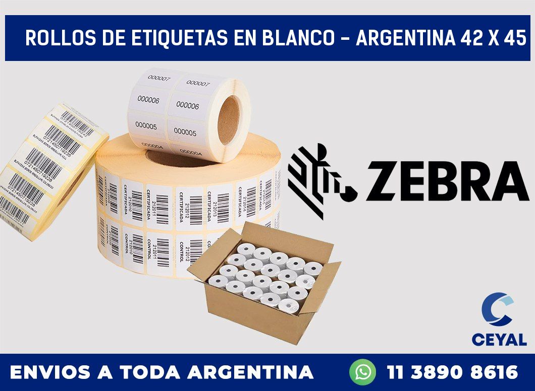 Rollos de etiquetas en blanco – Argentina 42 x 45