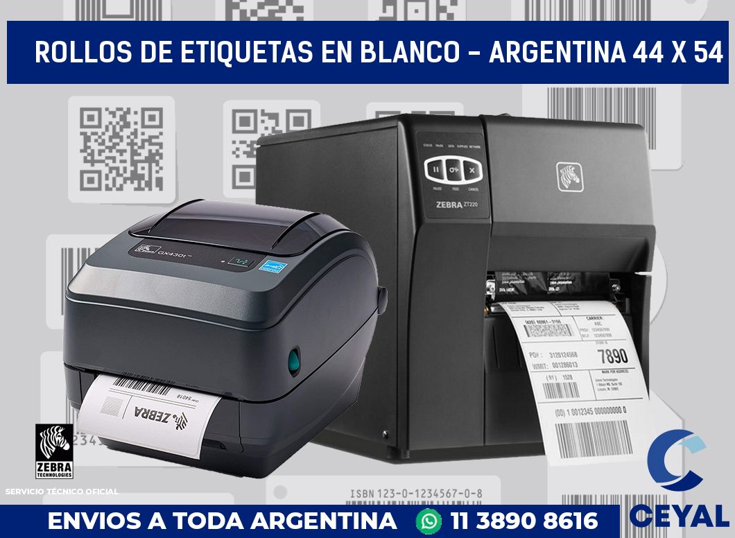 Rollos de etiquetas en blanco - Argentina 44 x 54