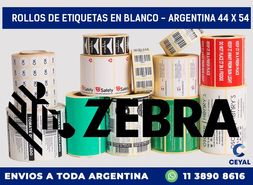 Rollos de etiquetas en blanco - Argentina 44 x 54