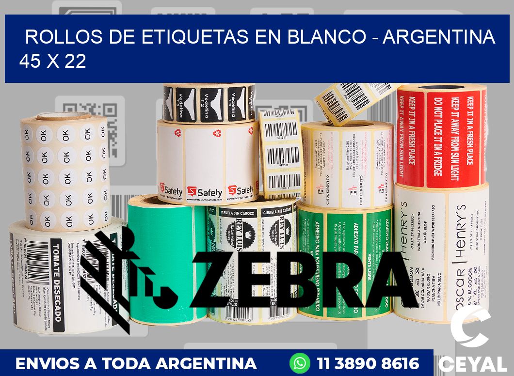 Rollos de etiquetas en blanco - Argentina 45 x 22