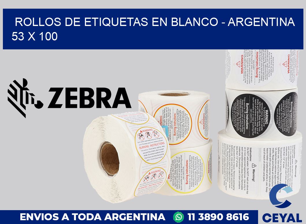 Rollos de etiquetas en blanco - Argentina 53 x 100