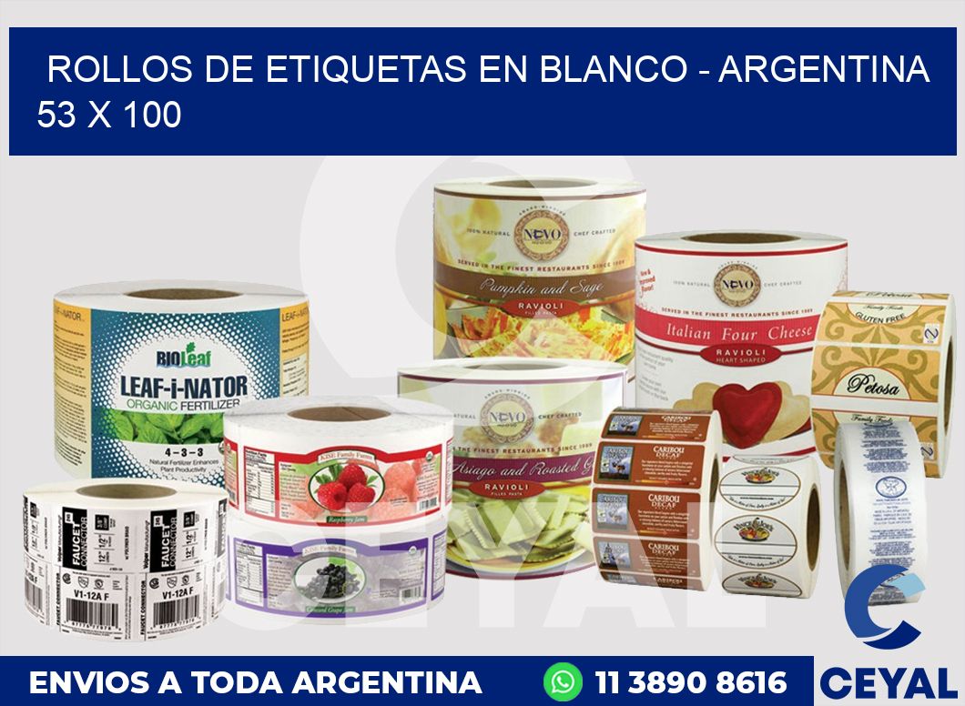 Rollos de etiquetas en blanco – Argentina 53 x 100