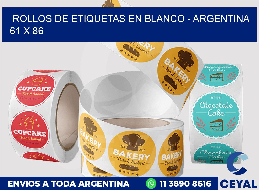 Rollos de etiquetas en blanco – Argentina 61 x 86