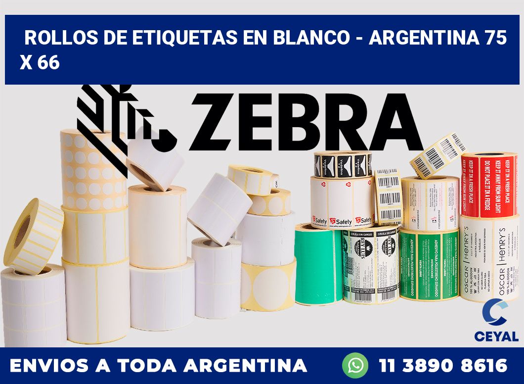 Rollos de etiquetas en blanco - Argentina 75 x 66