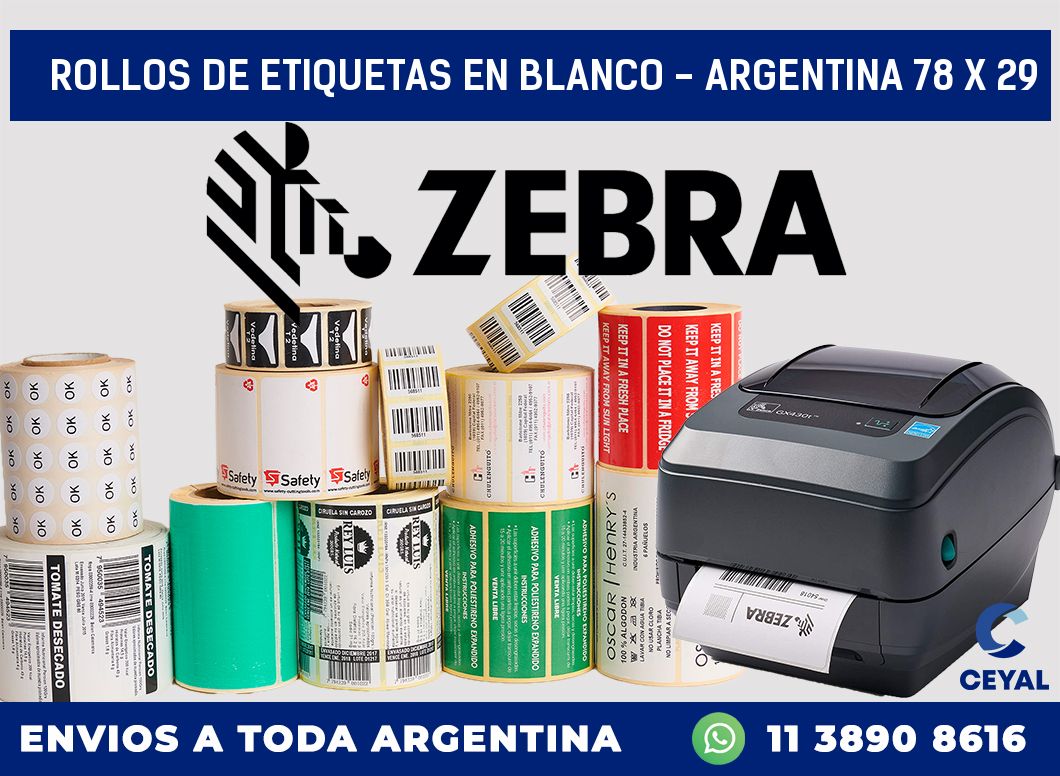 Rollos de etiquetas en blanco – Argentina 78 x 29