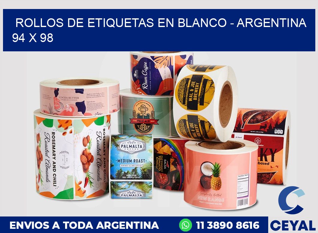 Rollos de etiquetas en blanco – Argentina 94 x 98