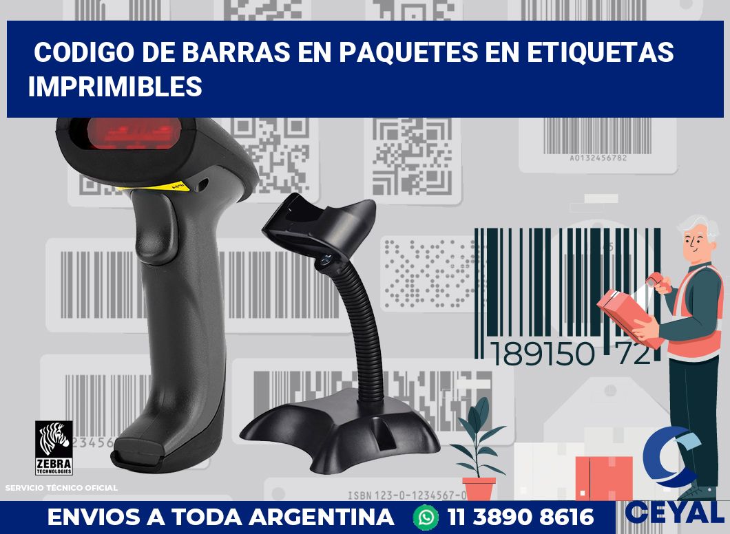 codigo de barras en paquetes en etiquetas imprimibles