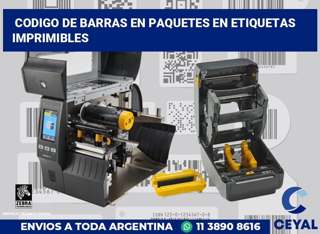 codigo de barras en paquetes en etiquetas imprimibles
