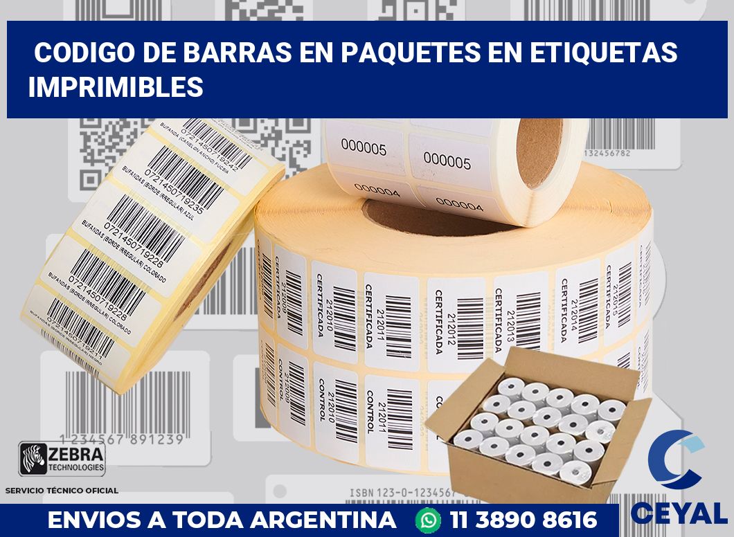 codigo de barras en paquetes en etiquetas imprimibles