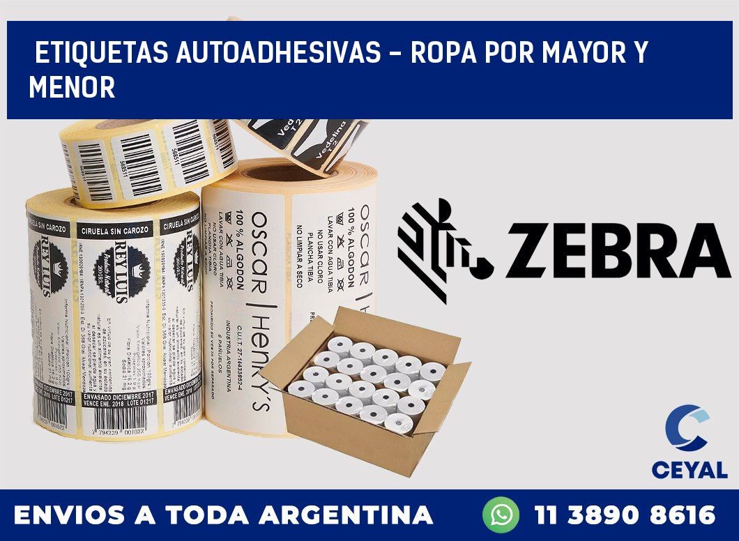 etiquetas autoadhesivas - ropa por mayor y menor