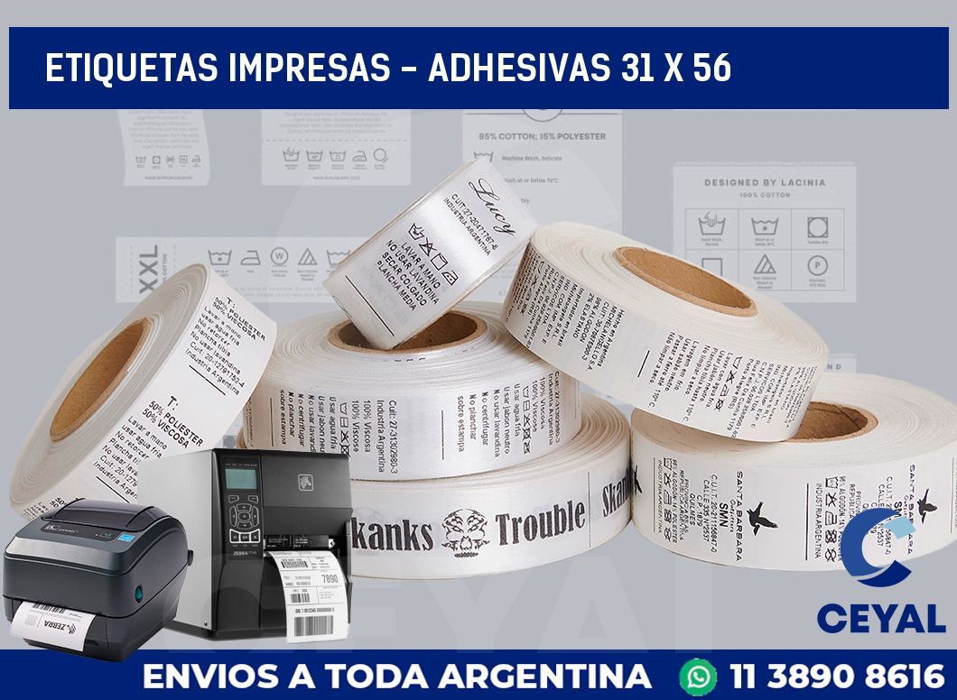 etiquetas impresas - Adhesivas 31 x 56